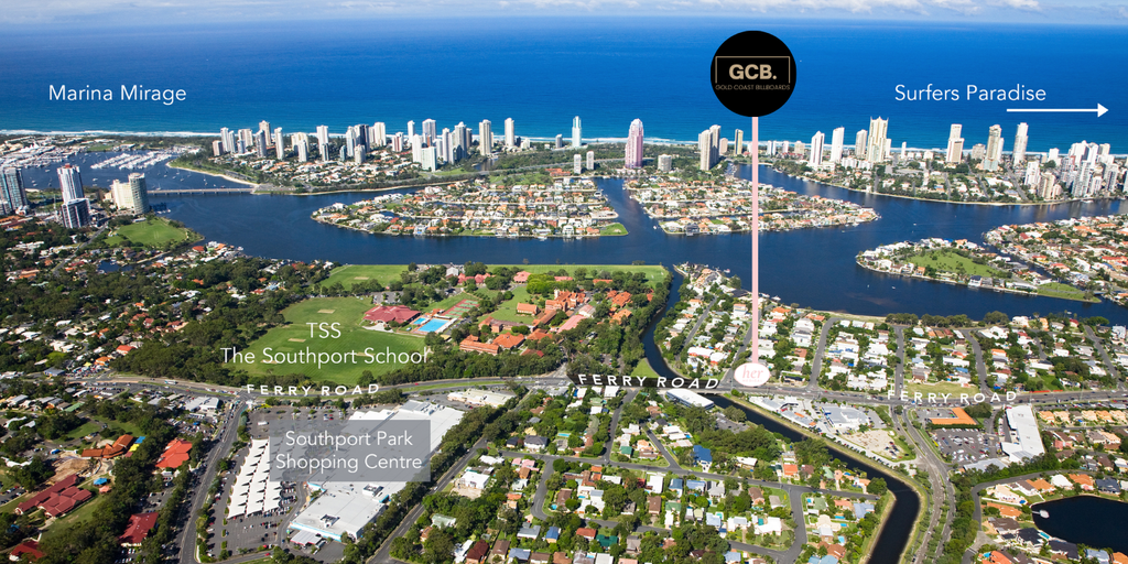 Gold Coast Billboards GCB Her Medical digital billboard location on a map Southport Gold Coast
